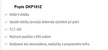 AKUMULÁTOROVÝ HOBLÍK DKP181Z AKUMULÁTOROVÝ HOBLÍK DKP181Z