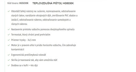 TEPLOVZDUŠNÁ PIŠTOĽ HG5030K TEPLOVZDUŠNÁ PIŠTOĽ HG5030K