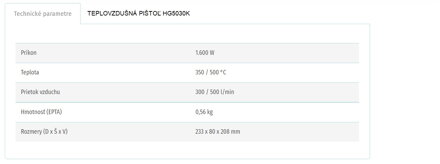 TEPLOVZDUŠNÁ PIŠTOĽ HG5030K TEPLOVZDUŠNÁ PIŠTOĽ HG5030K